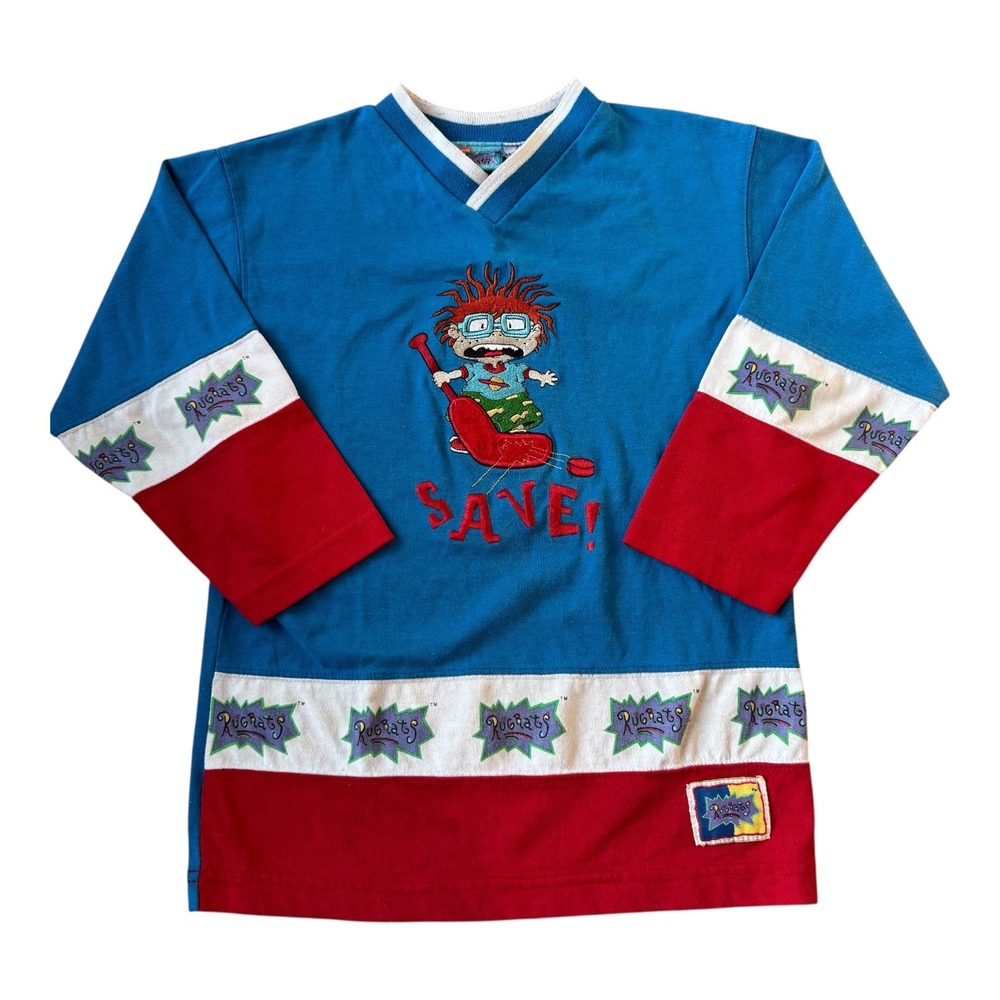 Vintage 1996 Rugrats Chucky Save! Hockey Jersey Shirt Rare Nickelodeon Viacom 5